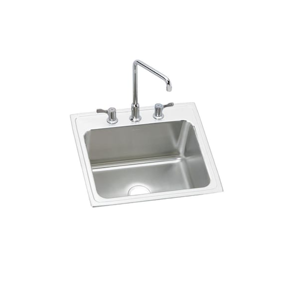 Lustertone Stainless Steel 25 X 22 X 12-1/8 Single Bowl Top Mount Sink + Faucet Kit